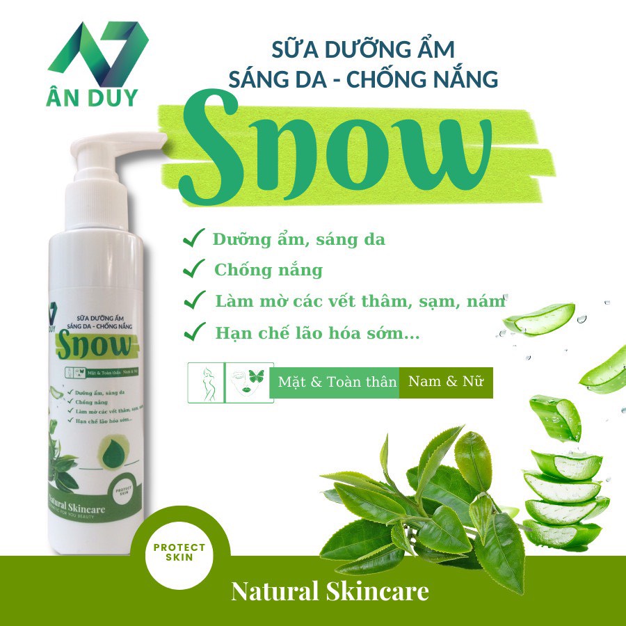 Sữa dưỡng ẩm sáng da chống nắng SNOW, không kích thích mọc lông 150ml