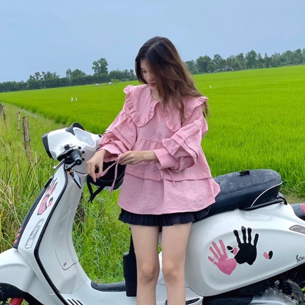 Áo baby doll tay phồng vải đũi hàn