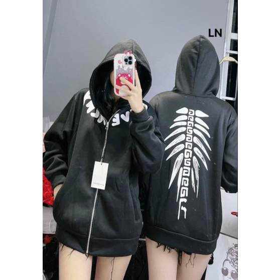 Áo Khoác Kéo Khoá Xương Cá Mũ Dày 2 Lớp, Áo Form Unisex Form Thụng Tay Bồng ( Kèm Ảnh Thật )