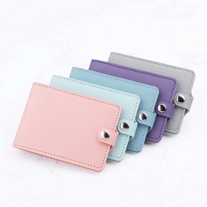 Ví Đựng Bằng Lái Xe 2 / 4 / 6 Danh Siêu Mỏng Màu Trơn Có Khóa Cài