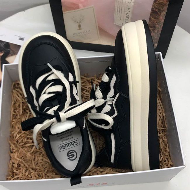 Giày Thể Thao Da Đế Dày Phong Cách Hàn Quốc Cho Nữ