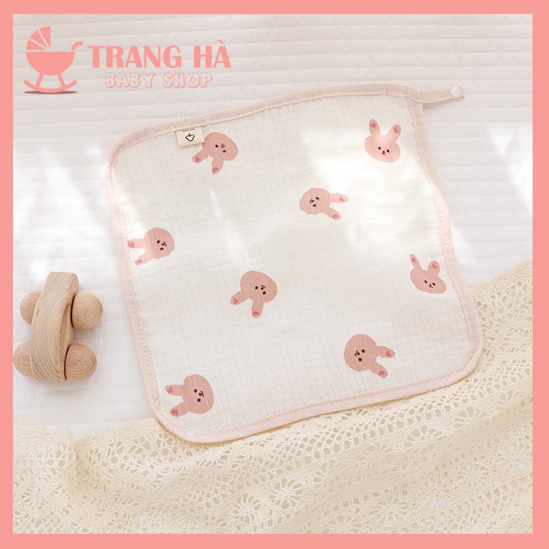 Khăn Yếm Cotton Có Cúc Bấm Mềm Mại Họa Kiểu Dánh Hàn Quốc Cho Bé Từ 0 Tháng Tuổi