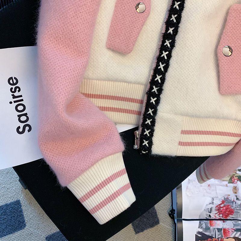 Áo Khoác Bóng Chày Dáng Ngắn Phối Màu Sắc Tương Phản Thời Trang Xuân Thu 2022 Cá Tính Cho Nữ