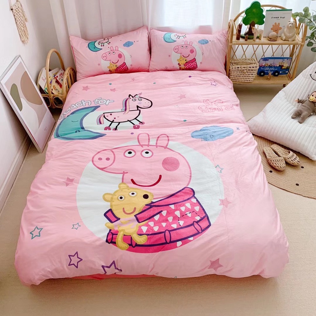 Bộ chăn ga gối nỉ nhung G01 cao cấp, họa tiết hoạt hình, dễ thương, xin xắn, phong cách Hàn Quốc