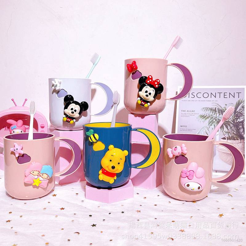 Cốc Đựng Bàn Chải Đánh Răng Đôi Hình Hello kitty Mickey Minnie melody Thỏ melody Đám Mây gargle Cho Cặp Đôi