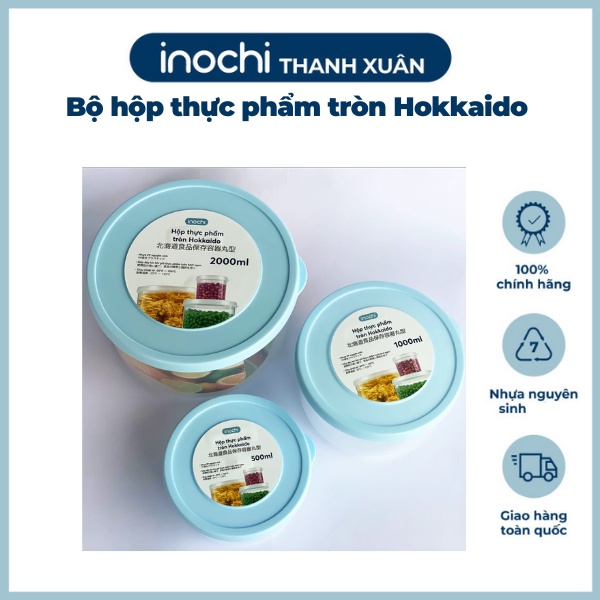 Bộ 3 Hộp Nhựa Đựng Thực Phẩm Hokkaido Inochi Tròn - Nhựa Cao Cấp Trong Suốt Bền Kín Chịu Nhiệt Cao Tiêu Chuẩn Nhật