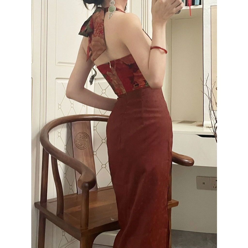 Bộ Áo Khoác Cardigan + Đầm Hai Dây Dáng Rộng Phong Cách Trung Hoa Thời Trang Mùa Thu Hàng Mới 2022 10.24