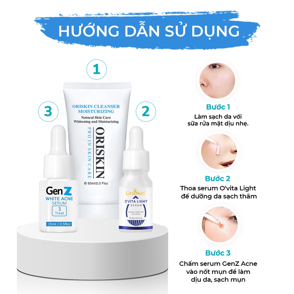 Serum Giảm Mụn Oriskin GenZ White Acne Serum Loại Bỏ Các Loại Mụn Viêm, Trứng Cá Và Mụn Đầu Đen 30ml