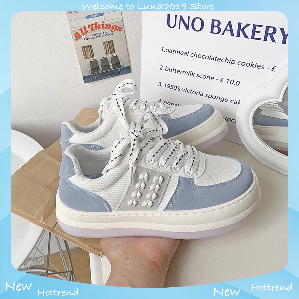 Giày nữ vải viền bông lúa, giày thể thao nữ đế cao 4 cm ulzzang 2022