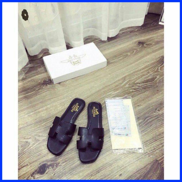 Dép Lê da chữ H trơn, thời trang đế thấp may viền lót chắc chắn