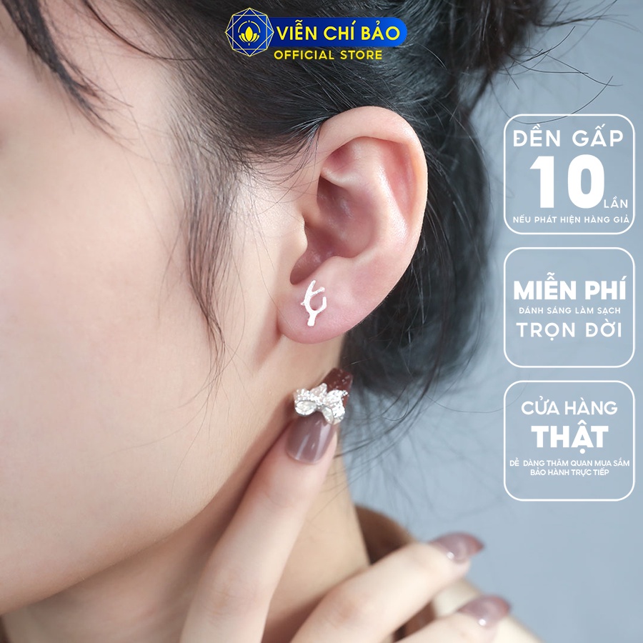 Khuyên tai bạc nữ cành cây chất liệu bạc 925 thời trang phụ kiện trang sức Viễn Chí Bảo E060