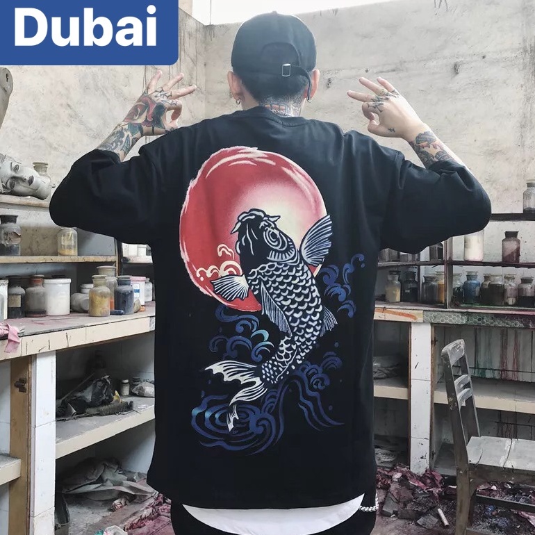 ÁO THUN NAM NỮ PHOM FROM RỘNG TAY LỠ CÁ CHÉP TRỜI PHONG CÁCH SÀNH ĐIỆU MỚI - DUBAI FASHION