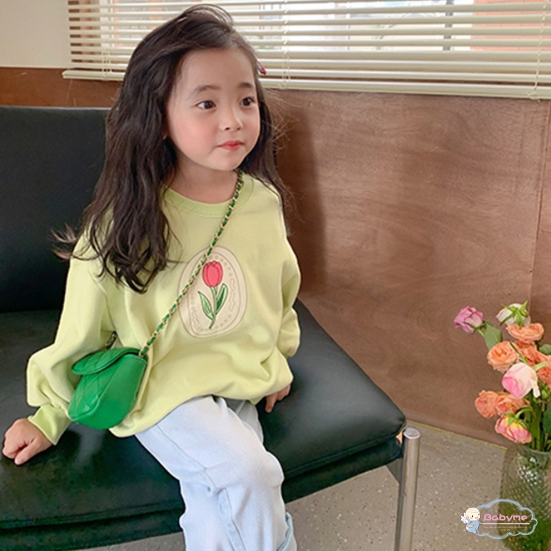 Áo Sweater Tay Dài Thoải Mái Phong Cách Hàn Quốc Cho Bé Gái