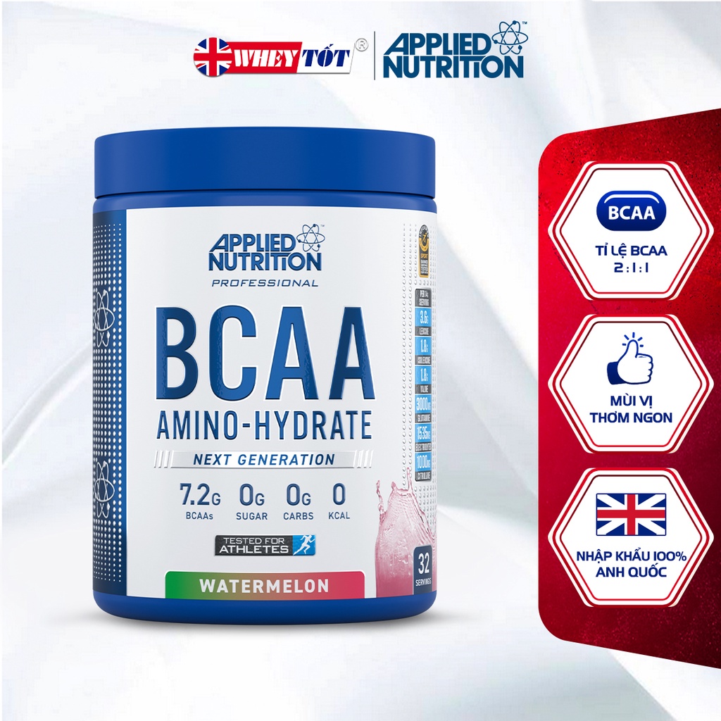 Bột uống BCAA Applied Nutrition Amino Hydrat tăng sức bền và tăng khả năng phục hồi sau vận động