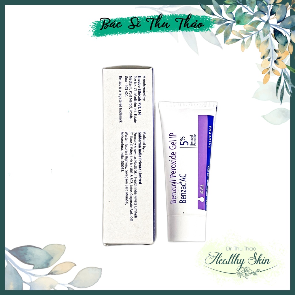 Gel giảm mụn trứng cá Benzac AC 5% - Benzoyl peroxide 5%