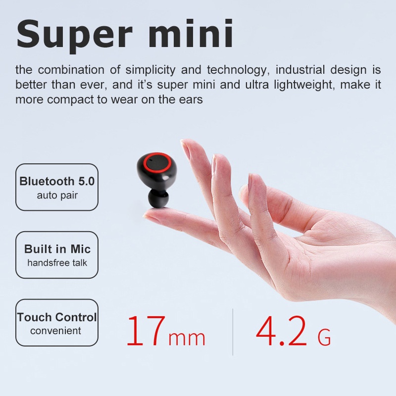 Tai nghe không dây BJONE Y50 TWS phiên bản bluetooth 5.0 có micro chống thấm nước chất lượng cao