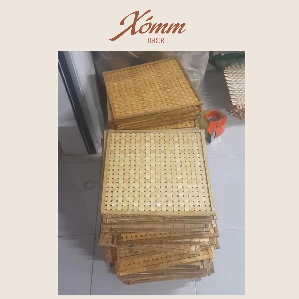Tấm tre đan, mành tre, mẹt tre vuông trang trí, decor trường mầm non, trang tí tết, trang trí khánh, biểu ngữ