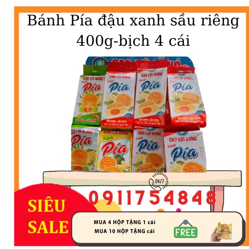 TÚI 4 CÁI,BÁNH PÍA ĐẬU XANH SẦU RIÊNG TRỨNG XÂY 400G DATE MỚI NHẤT, BÁNH PÍA SÓC TRĂNG ĐẶC BIỆT_Cao Lợi Hưng