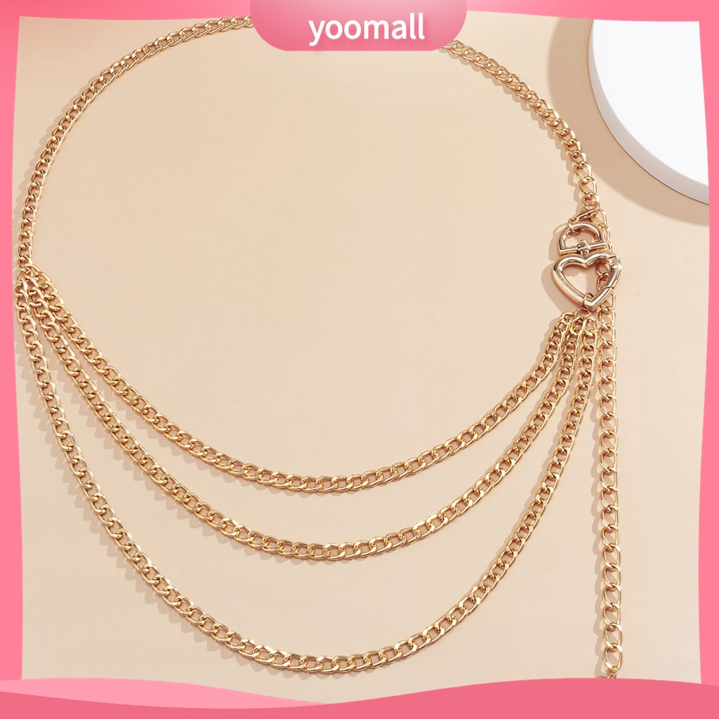 Dây Xích Đeo Hông Nhiều Lớp Hình Trái Tim Thời Trang Có Thể Điều Chỉnh Cho Nữ