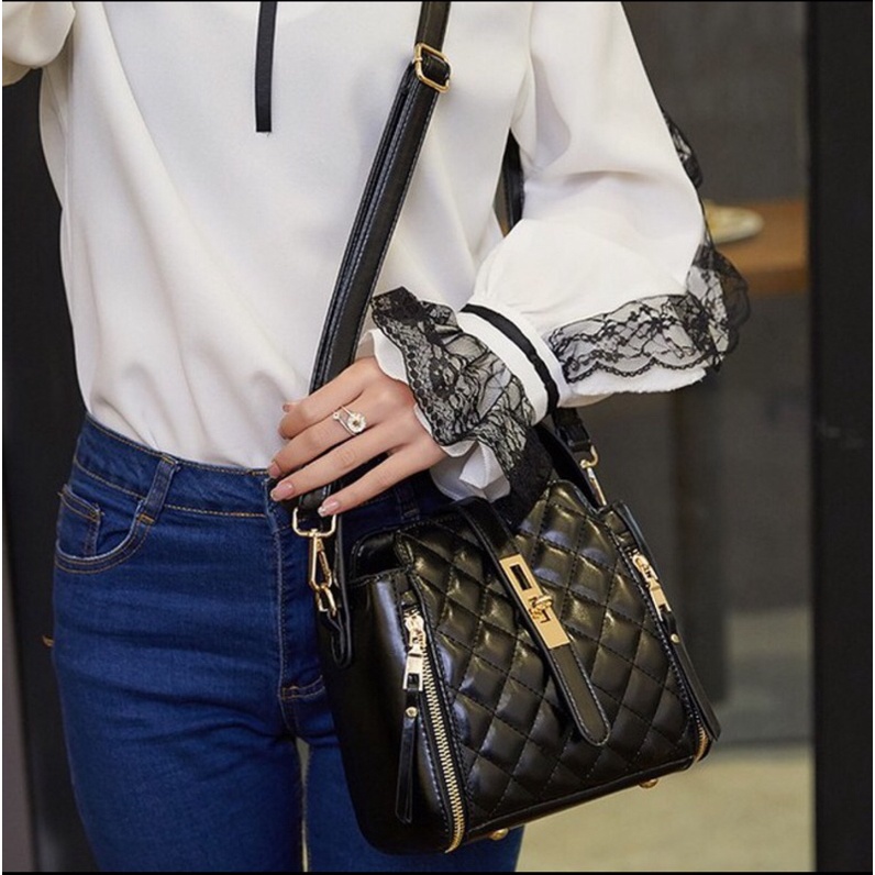 Túi đeo chéo nữ Xẻ Khoá nhiều ngăn Thời Trang  TA95