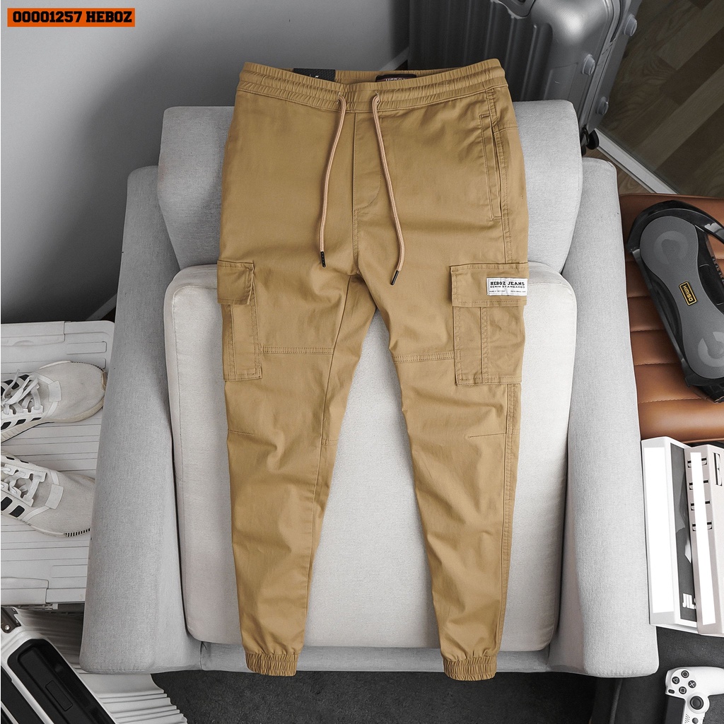 Quần jogger nam túi hộp logo Heboz 4M , chất nỉ pique cao cấp co dãn, thấm hút tốt- 00001257