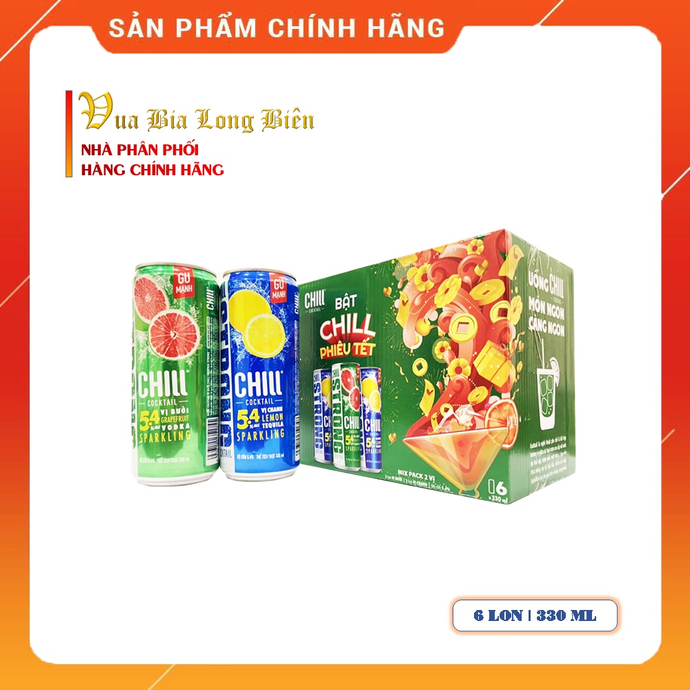 Chill cocktail STRONG Mix Pack 6 LON - Chuẩn vị Bar - Nước trái cây lên men 5.4% 330ml - Chuẩn gu đúng điệu