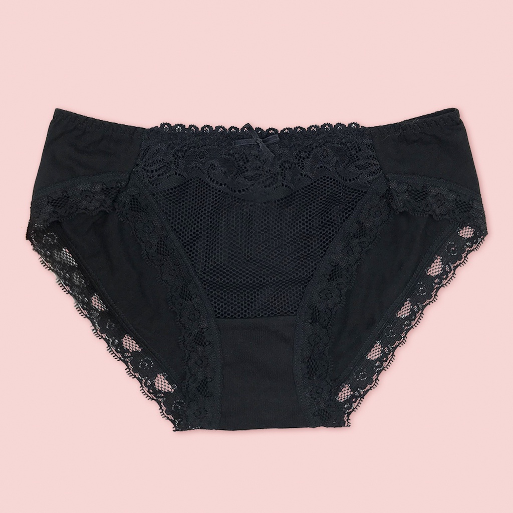 Quần Lót Nữ Cotton Phối Ren Cạp Vừa Luperi Dáng Bikini Thiết Kế Không Lằn Mông Sp728