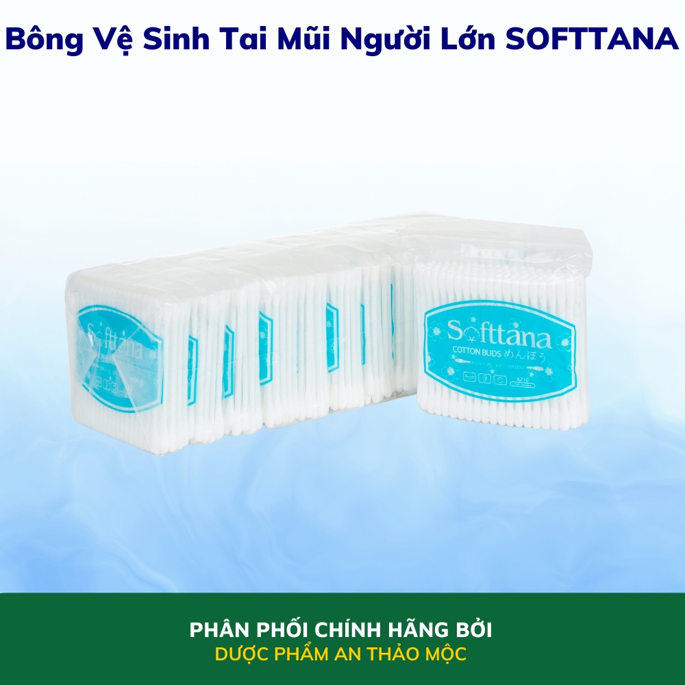 Bông vệ sinh tai mũi người lớn Tanaphar Softana thiết kế nhỏ gọn 100% bông xơ tự nhiên an toàn tiện dụng