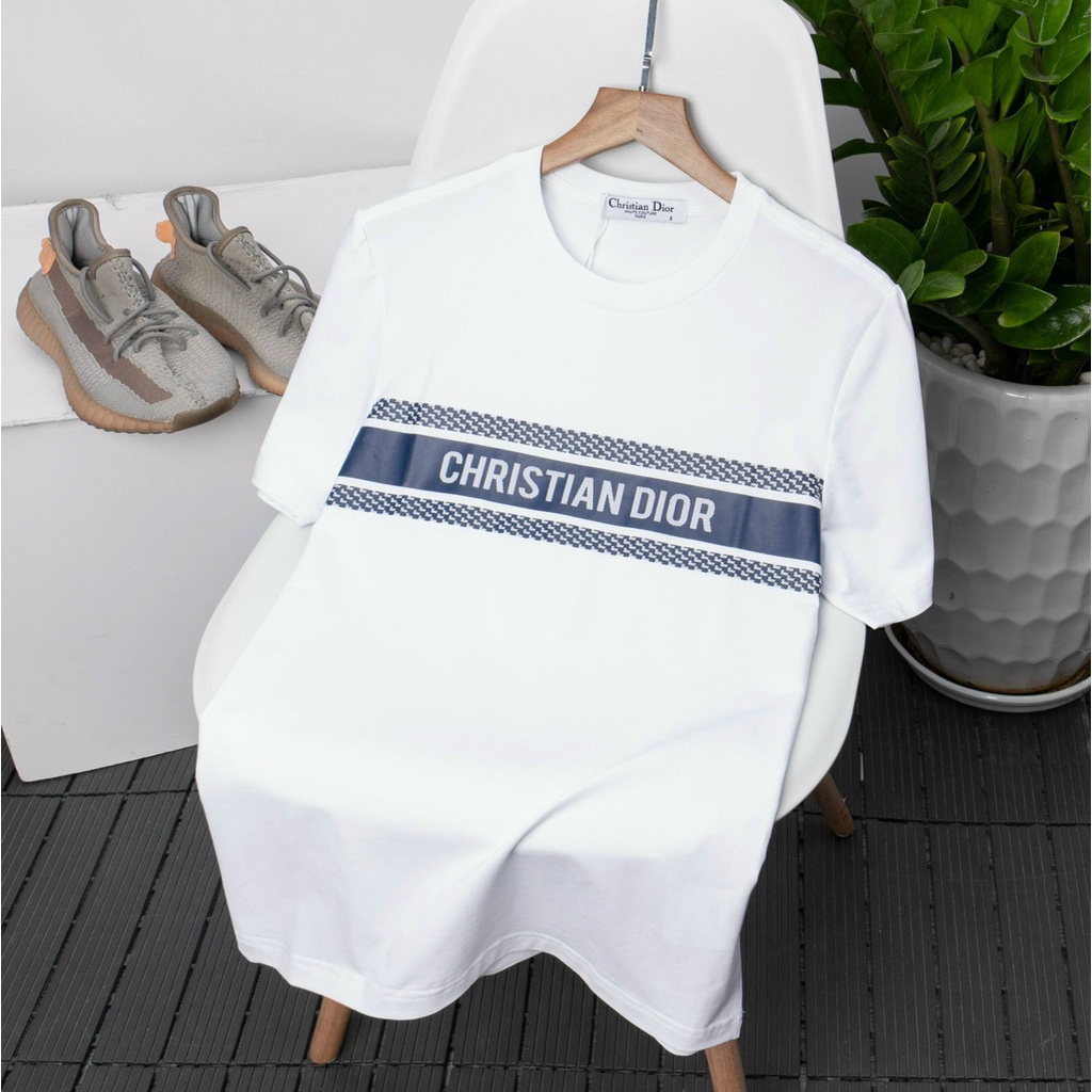 Bigsize - Áo thun nam tay ngắn chất thun cotton 100% bigsize 75kg - 120kg - trắng in chữ Chis tian dior
