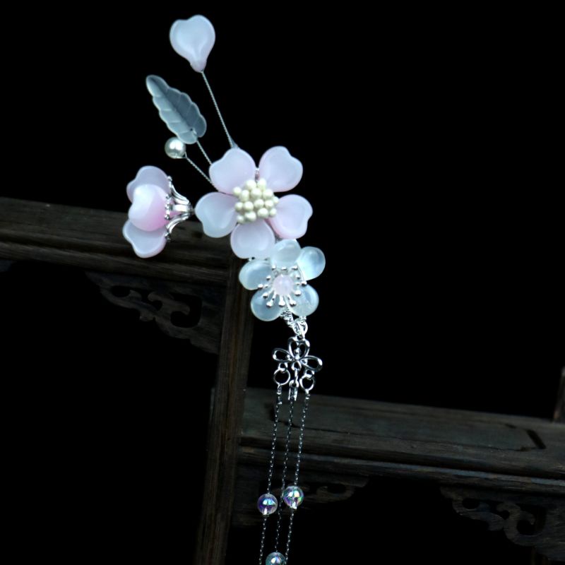 Bộ kim quan cài tóc cổ trang Hoa Anh Đào phong cách cổ phong hanfu