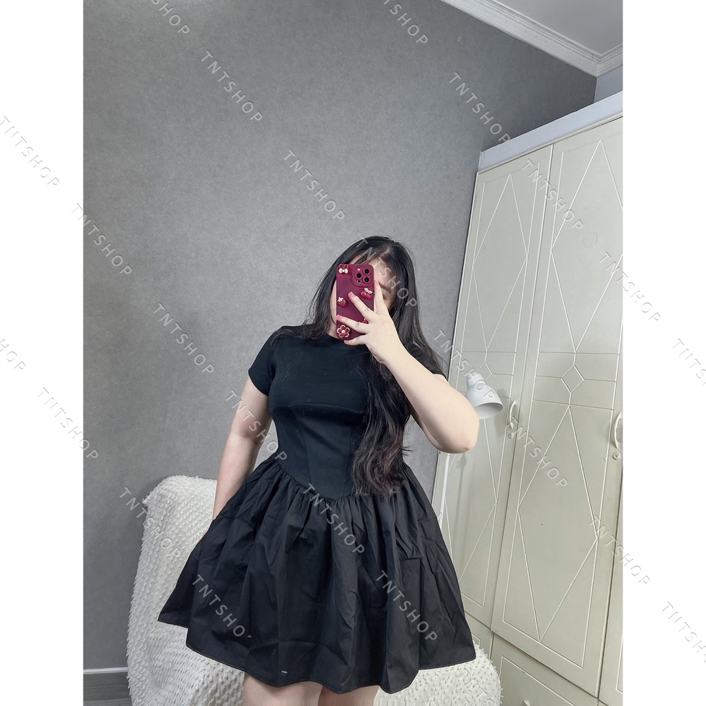 ĐẦM THUN NỮ DÁNG XÒE NHÚN EO  [TNT SHOP BIGSIZE 60KG 90KG]