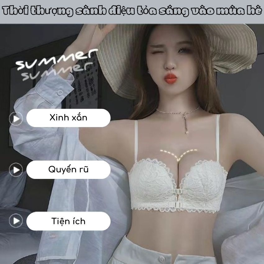 Áo ngực ren sexy xinh xắn - Áo lót nữ nâng ngực sexy  mút dày hình bàn tay Cavera A689