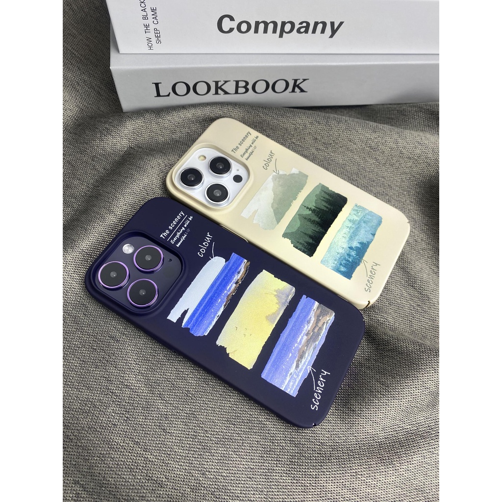 Ốp Điện Thoại PC Cứng Viền TPU Họa Tiết Màu Nước Chống Sốc Cho iPhone 14 13 12 11 Pro Max XS XR 8 7 Plus