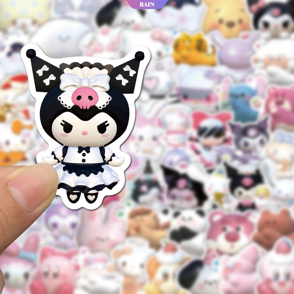 Bộ 51 Miếng Dán Hình Sanrio My Melody Kuromi Hello Kitty Cinnamoroll Dễ Thương Dùng Trang Trí Laptop / Điện Thoại / Sổ Tay