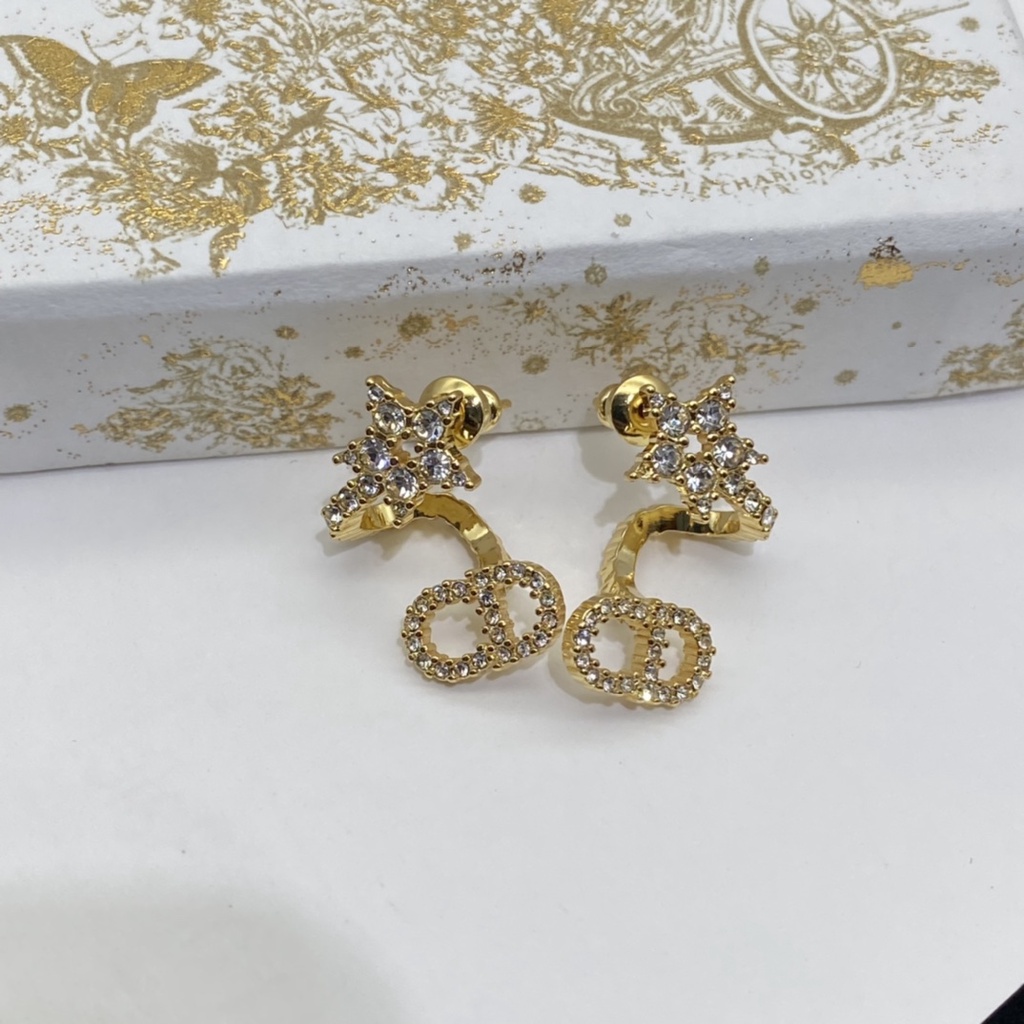 Đôi Bông Tai Mạ Bạc 925 Hình Ngôi Sao Đính Đá Thời Trang