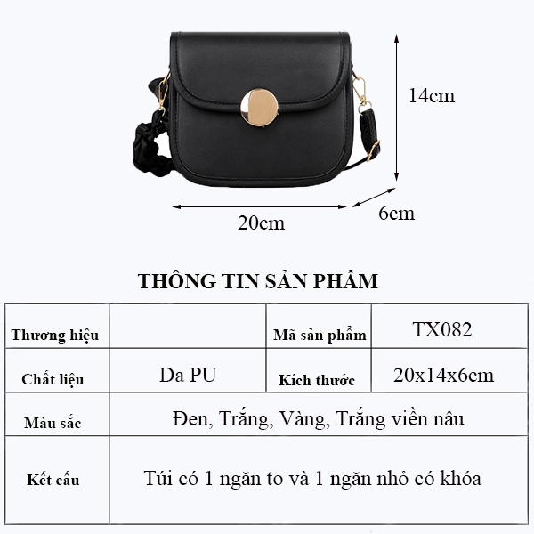 Túi Xách Nữ Đẹp, Đeo Chéo, Đeo Vai Đi Chơi, Đi Làm Dây Da Phối Vải Thời Trang Cao Cấp TX082