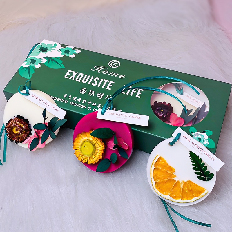 hộp quà tặng sáp thơm tròn tinh dầu trang trí đủ mùi giúp thơm khử khuẩn _ tinhhoatrathaomoc