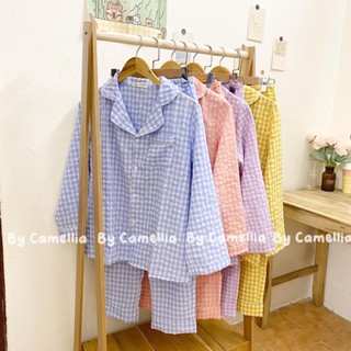 Bộ đồ ngủ Pijama kẻ caro mặc nhà dễ thương- Bộ ngủ đũi mềm By Camellia QA11