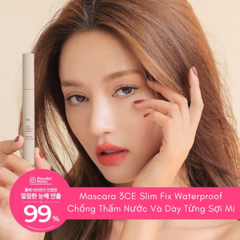 Mascara 3CE Slim Fix Waterproof đầu cong và chống nước tạo sợi min gọn gàng bồng bềnh