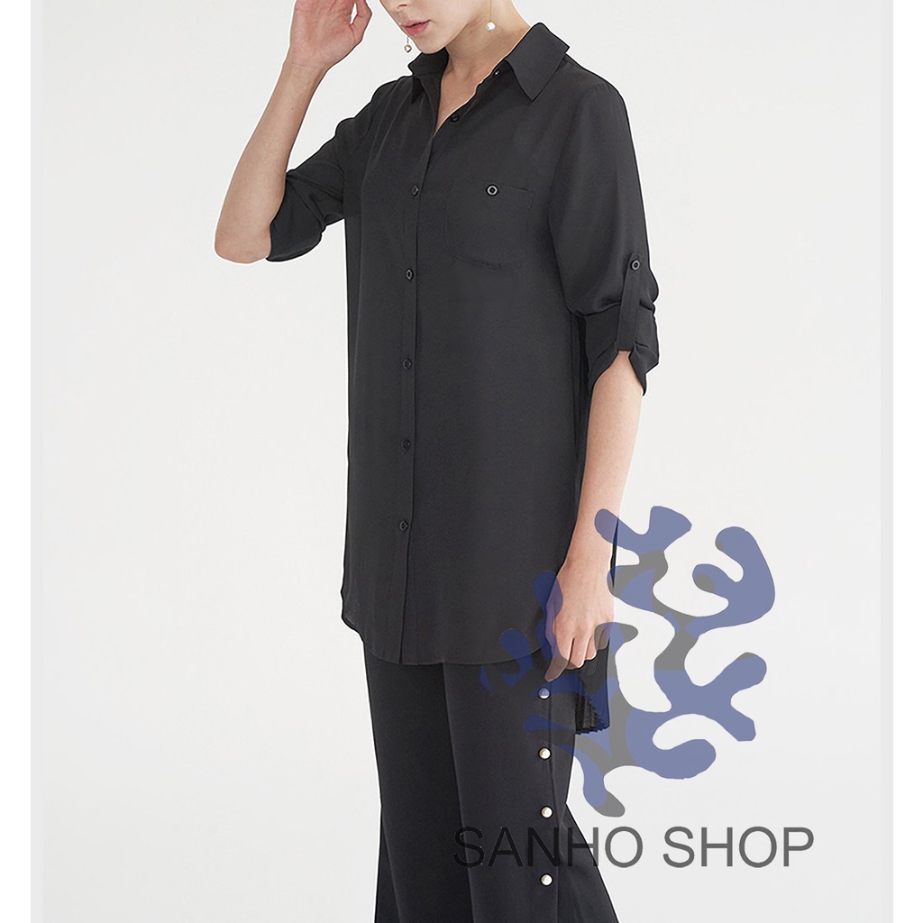 ÁO L4R4SSE PLEATED R0LL-UP