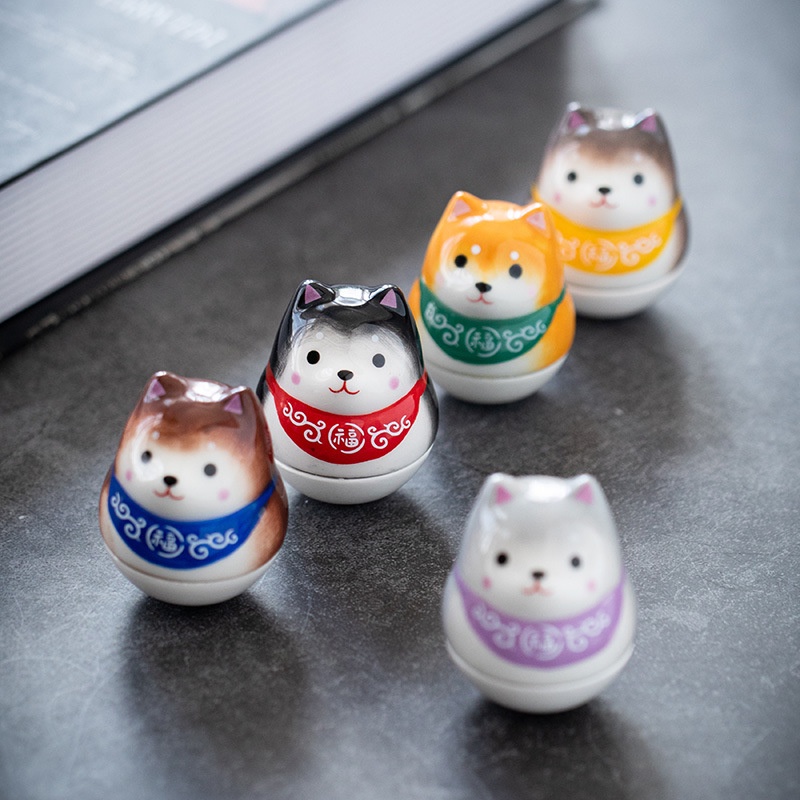 Đồ chơi lật đật chó Shiba dễ thương bằng sứ trang trí quà tặng
