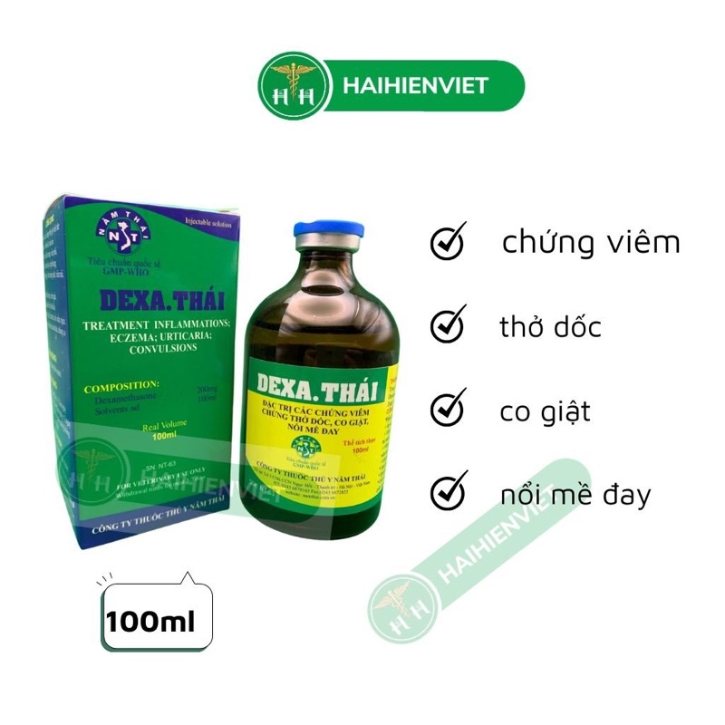 DEXA THÁI 100ml - hội chứng V.iêm, thở dốc, nổi mề đay trên gia súc , gia cầm
