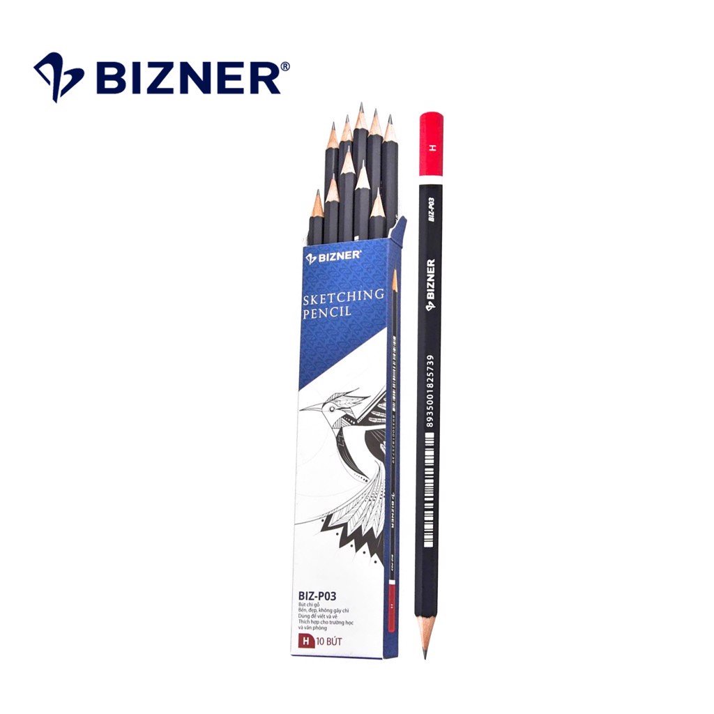 Bút chì gỗ cao cấp Bizner BIZ-P03 chính hãng hộp 10 cây