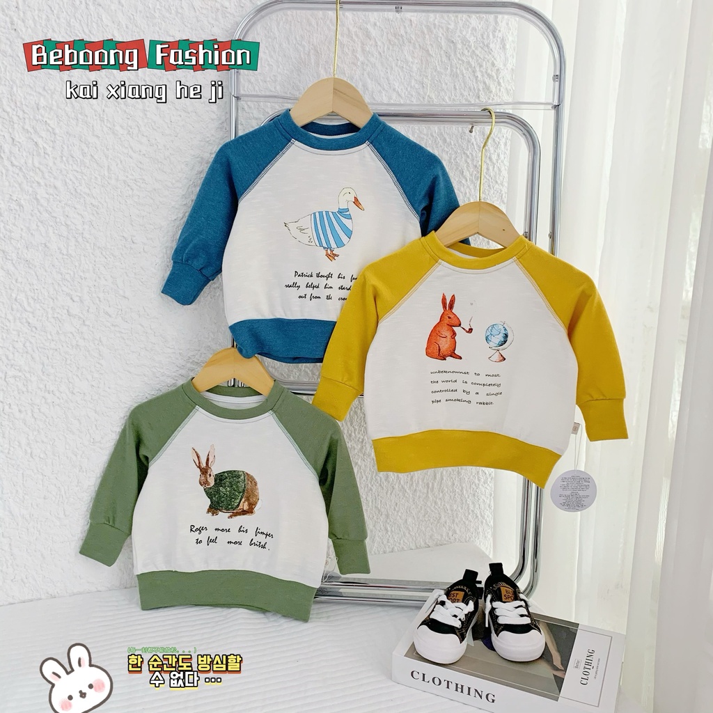 Áo phông unisex dài tay thu đông cho bé trai bé gái, áo thun tay phối sành điệu cá tính