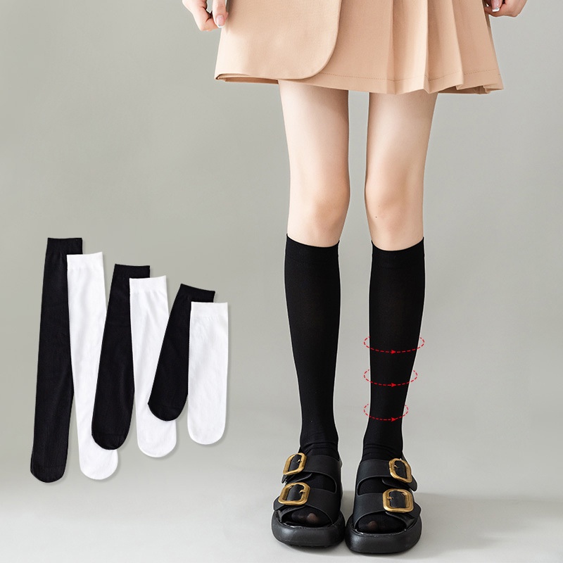 FINETOO JK Tất Ống Dài Đến Đầu Gối Mỏng Dạng Nén Khí Dài Đến Bắp Chân