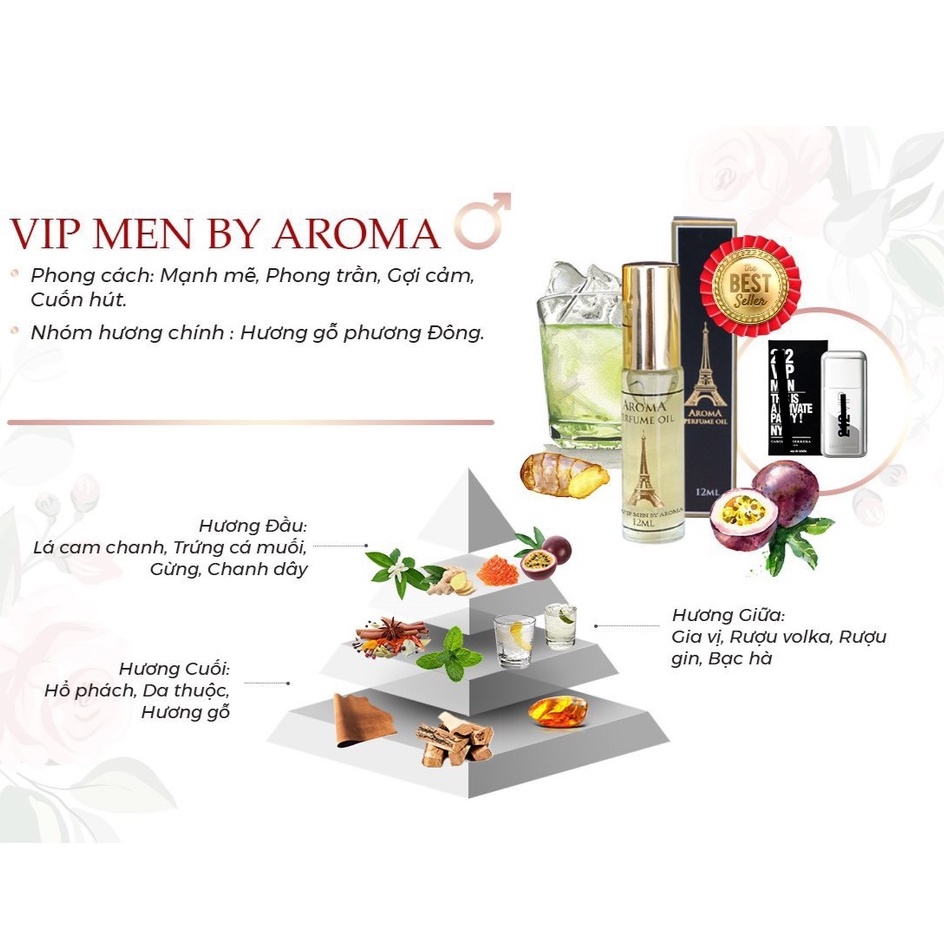 Nước Hoa Pháp Aroma Vip Men Cao Cấp Lịch Lãm Sang Trọng - 12ml