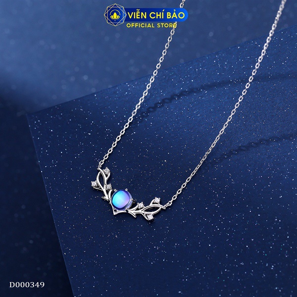 Dây chuyền bạc nữ họa tiết đá mặt trăng chất liệu bạc 925 thời trang phụ kiện trang sức Viễn Chí Bảo D000349