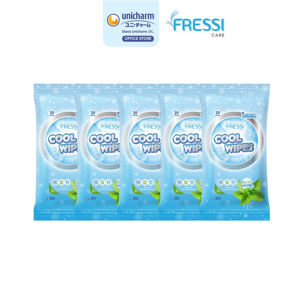 Combo 5 gói khăn ướt chăm sóc da Fressi Care Cool gói 20 miếng/gói - 2112