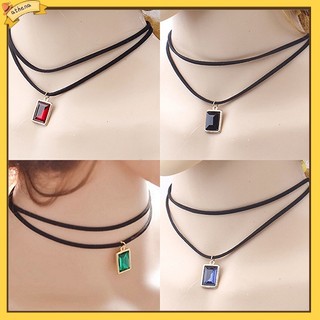 Vòng cổ choker nữ mặt vuông đính đá phong cách cổ điển