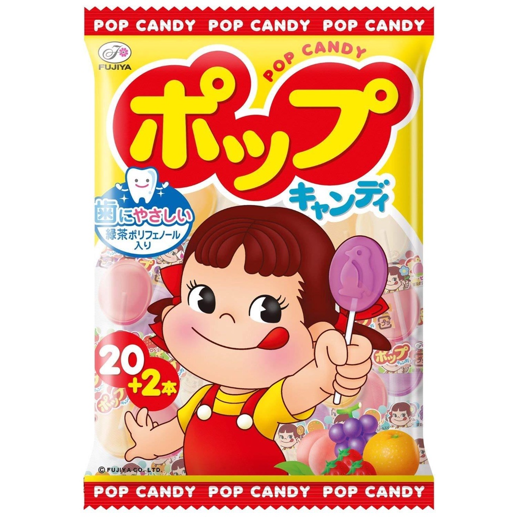 Kẹo mút hoa quả Fujiya Pop Candy chống sâu răng mới 20 cây Nhật Bản [DATE T6/2024]